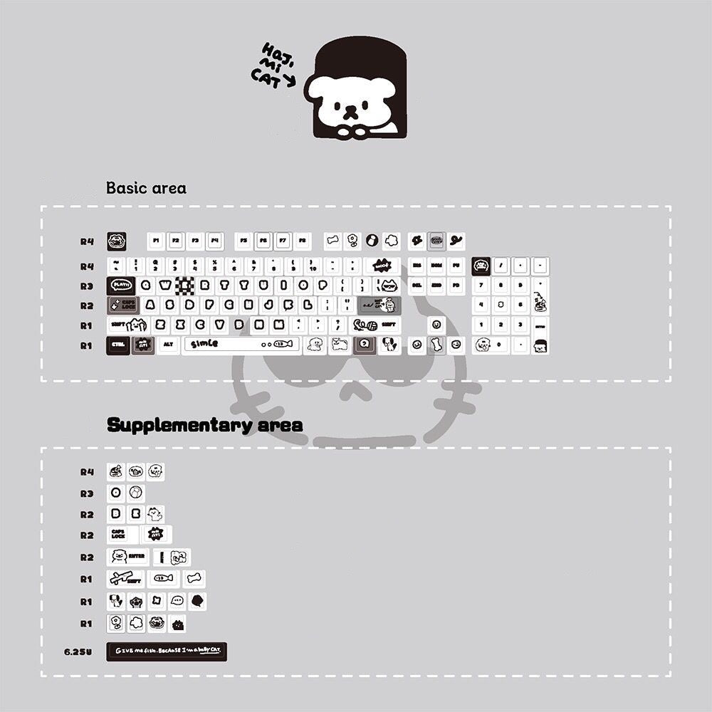 Black and white keycaps