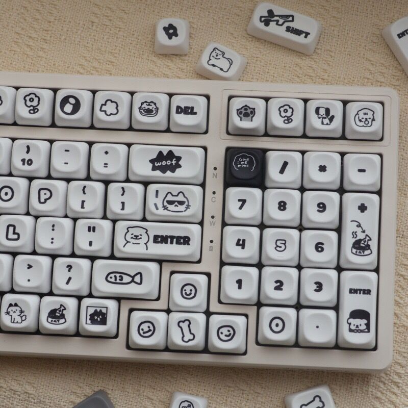 Black and white keycaps
