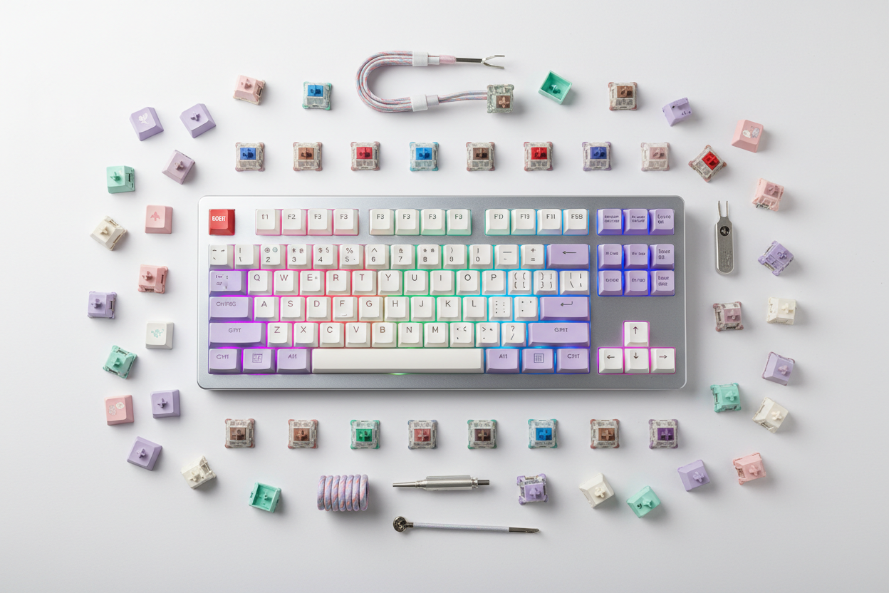 keyboards and switches and keycaps aesthetiuc